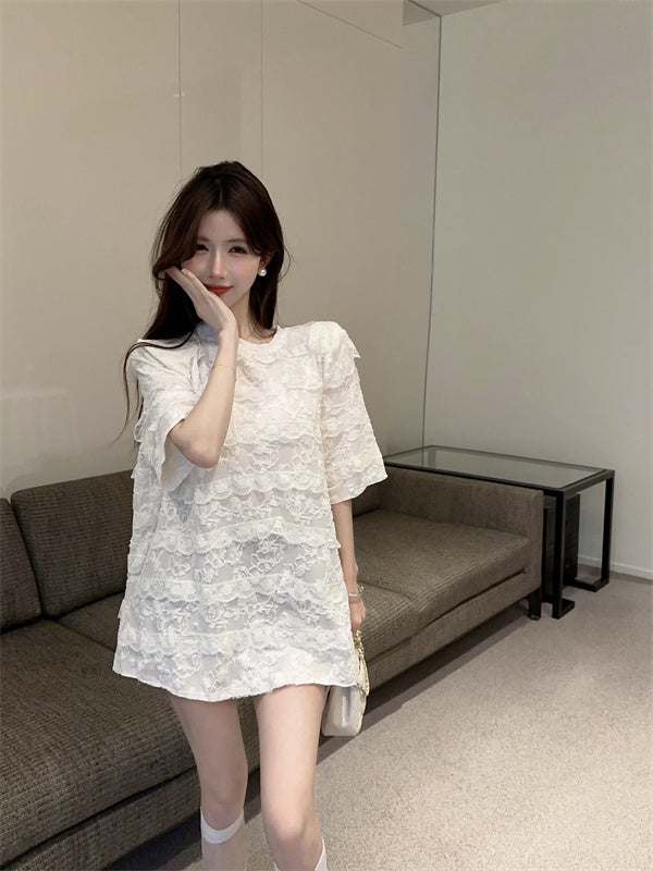 【tops】レーススリットＴシャツG22373