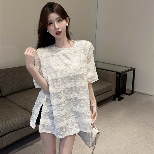 【tops】レーススリットＴシャツG22373