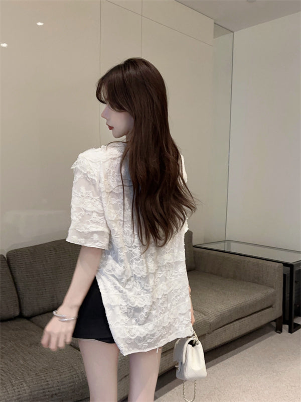 【tops】レーススリットＴシャツG22373