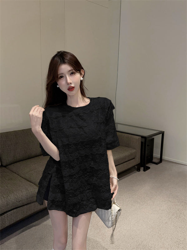 【tops】レーススリットＴシャツG22373