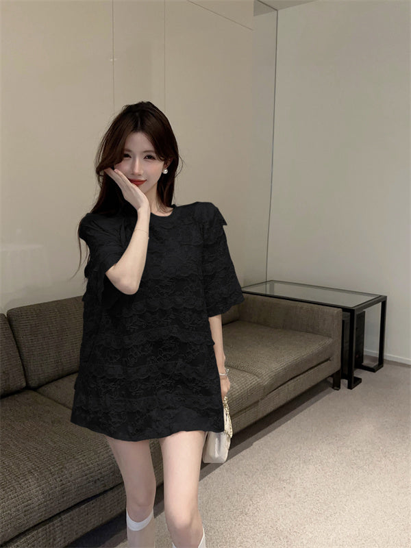 【tops】レーススリットＴシャツG22373