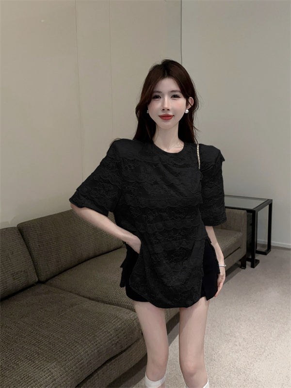【tops】レーススリットＴシャツG22373