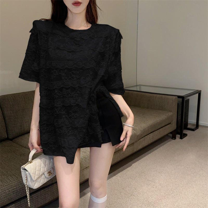 【tops】レーススリットＴシャツG22373