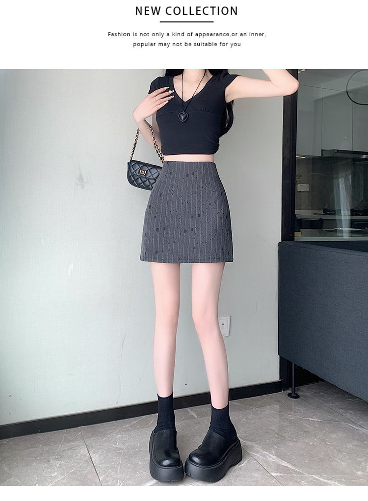 【bottoms】ストライプ柄スーツスカートG22389