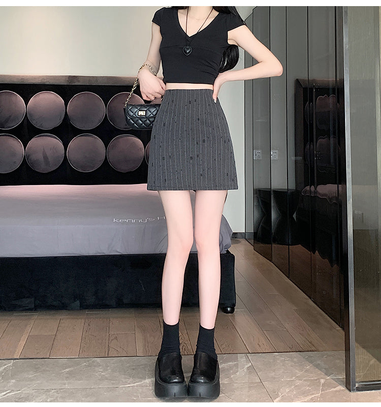 【bottoms】ストライプ柄スーツスカートG22389