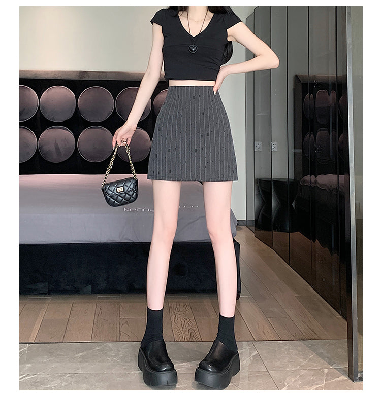 【bottoms】ストライプ柄スーツスカートG22389