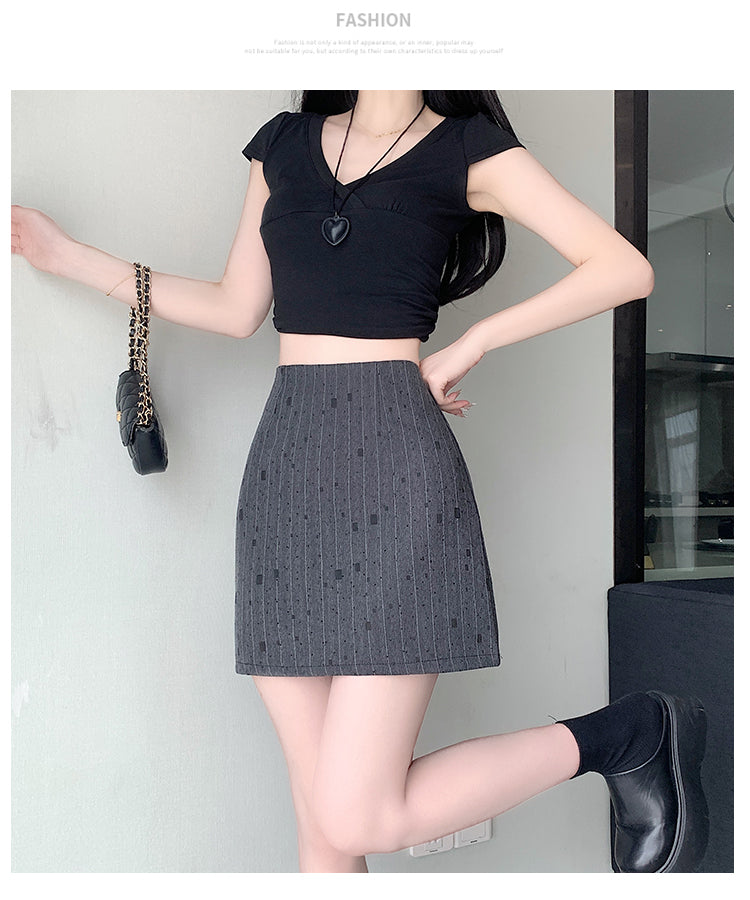 【bottoms】ストライプ柄スーツスカートG22389