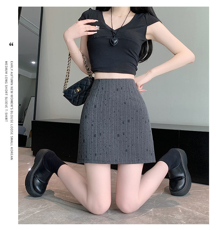 【bottoms】ストライプ柄スーツスカートG22389