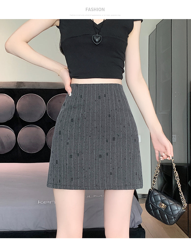 【bottoms】ストライプ柄スーツスカートG22389