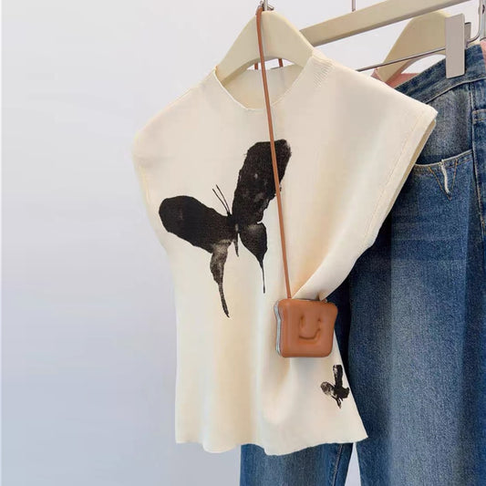 【tops】ラウンドネックニットTシャツG22398