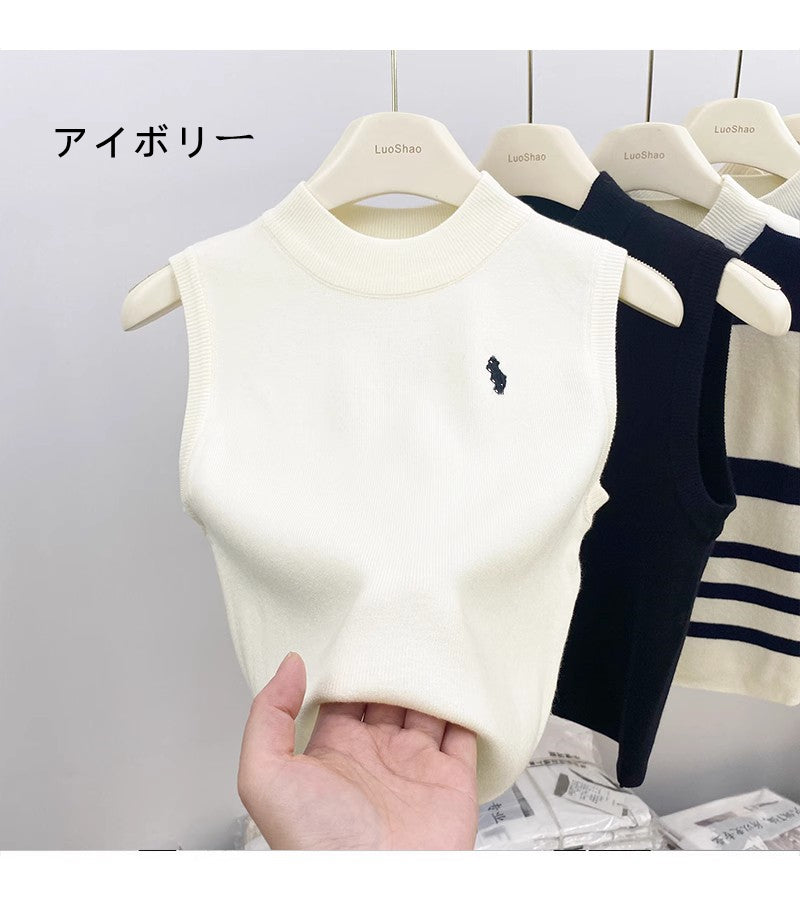 【tops】ノースリーブニットタンクトップG22427