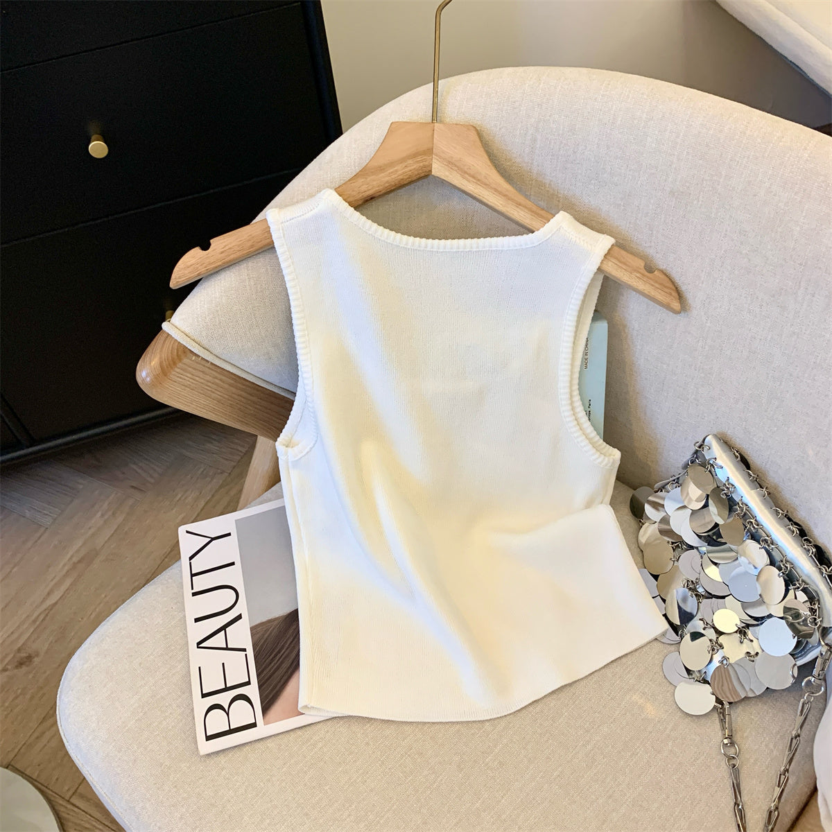 【tops】ノースリーブニットタンクトップG22428