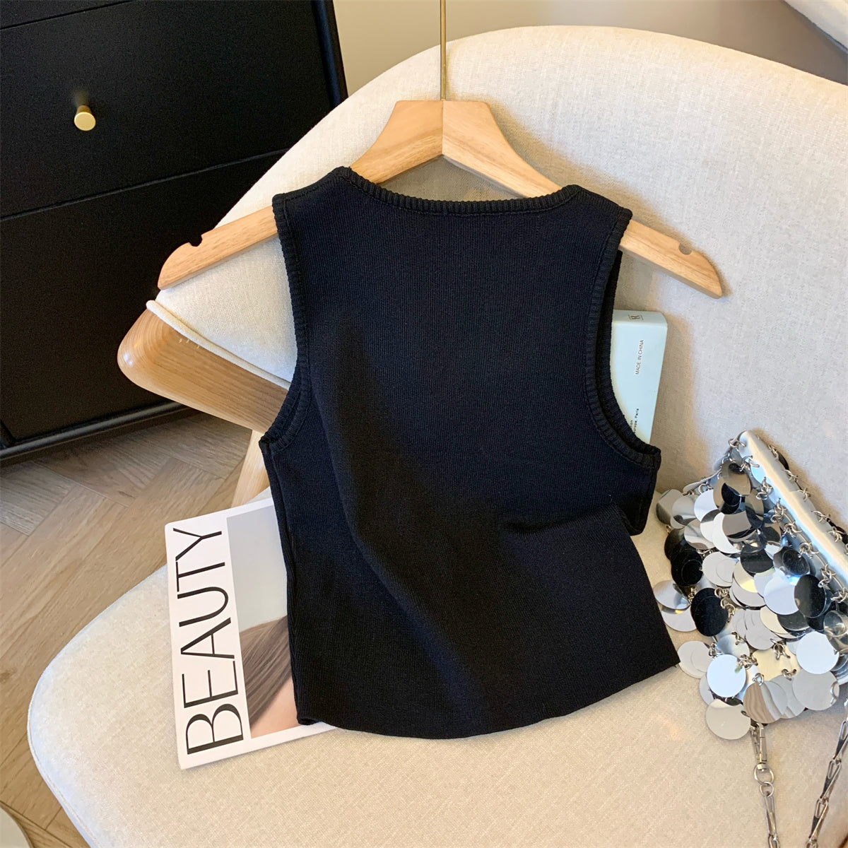 【tops】ノースリーブニットタンクトップG22428