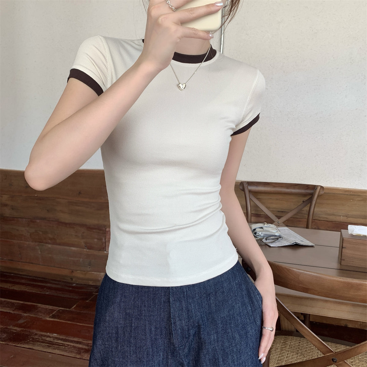 【tops】ラウンドネックTシャツG22430
