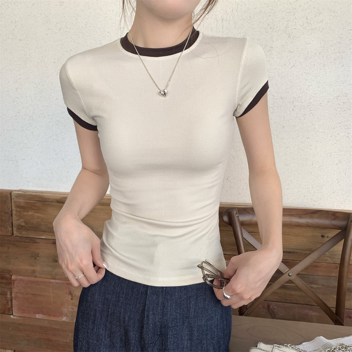 【tops】ラウンドネックTシャツG22430