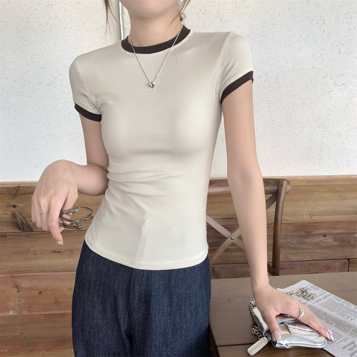 【tops】ラウンドネックTシャツG22430