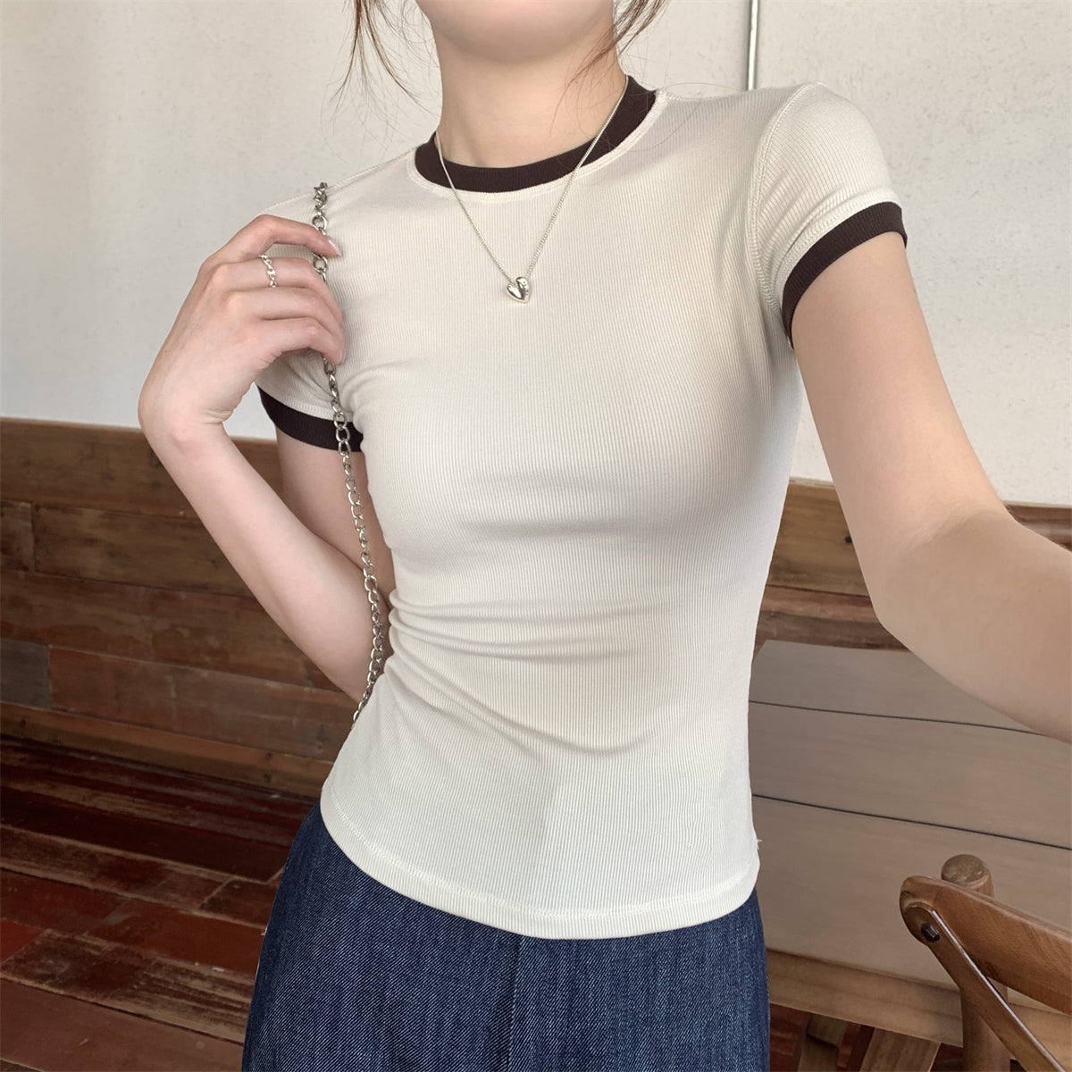【tops】ラウンドネックTシャツG22430