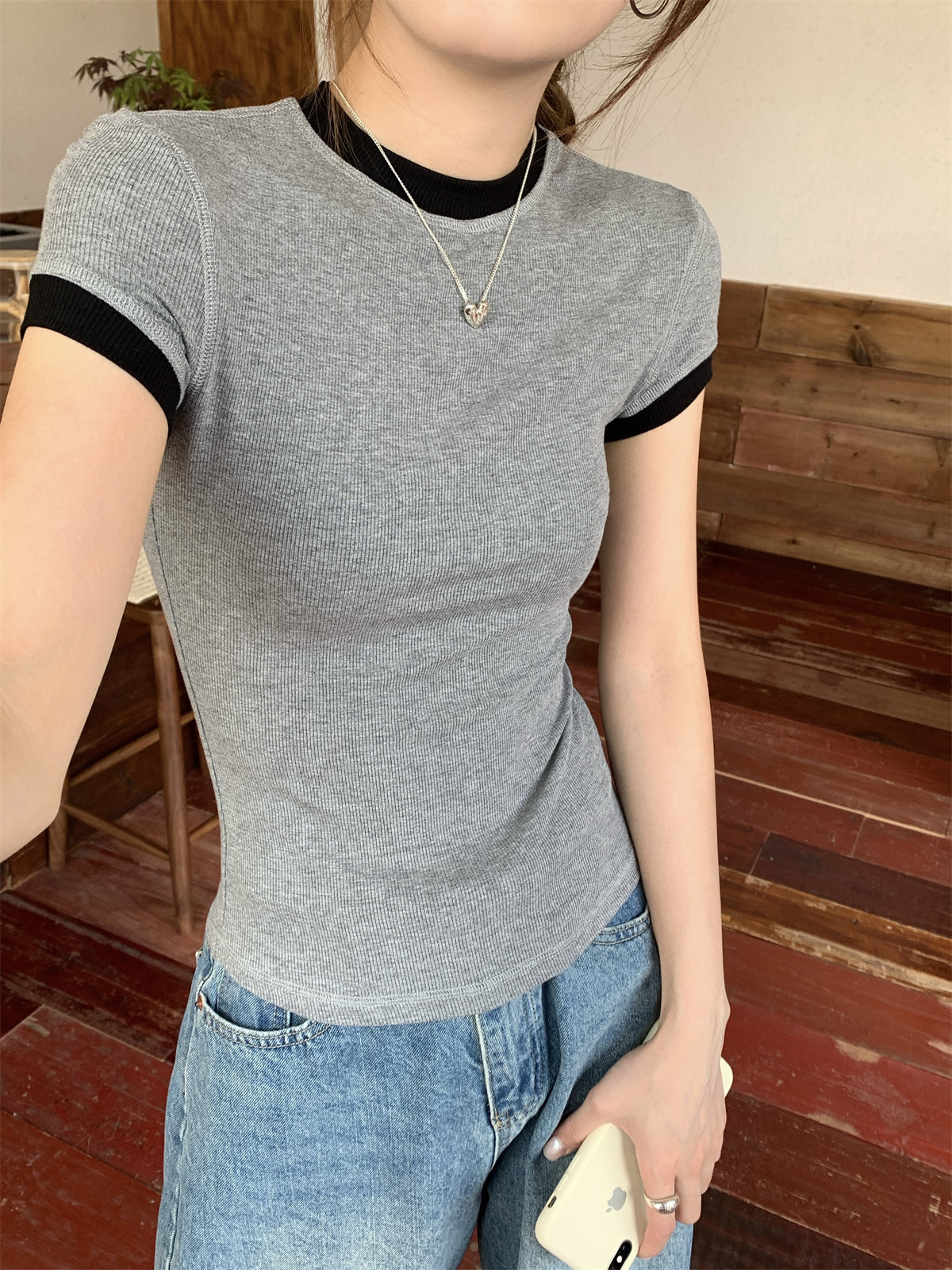 【tops】ラウンドネックTシャツG22430