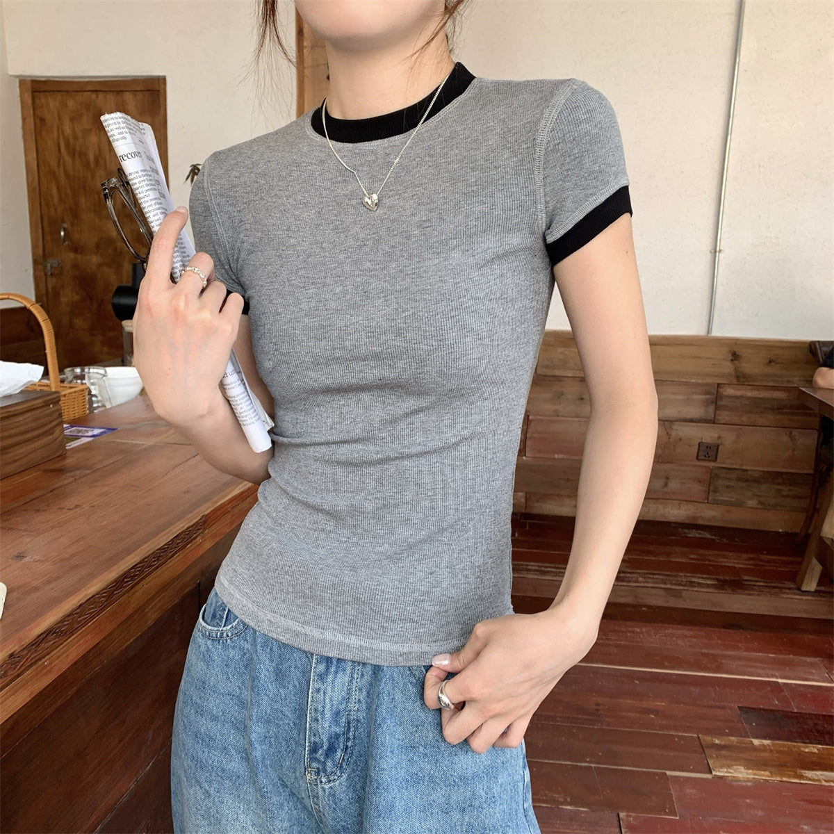【tops】ラウンドネックTシャツG22430