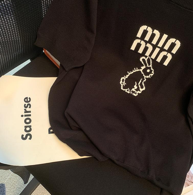 【tops】4色半袖ニットＴシャツF7788