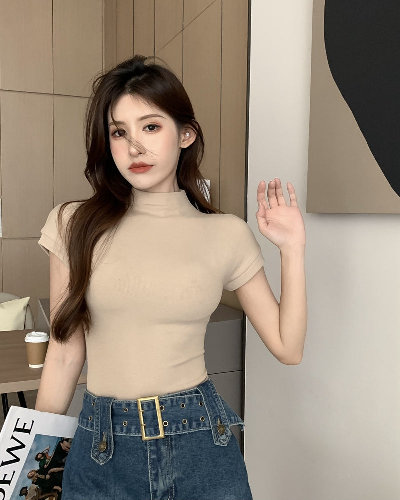 【tops】ハーフネック無地TシャツG22438