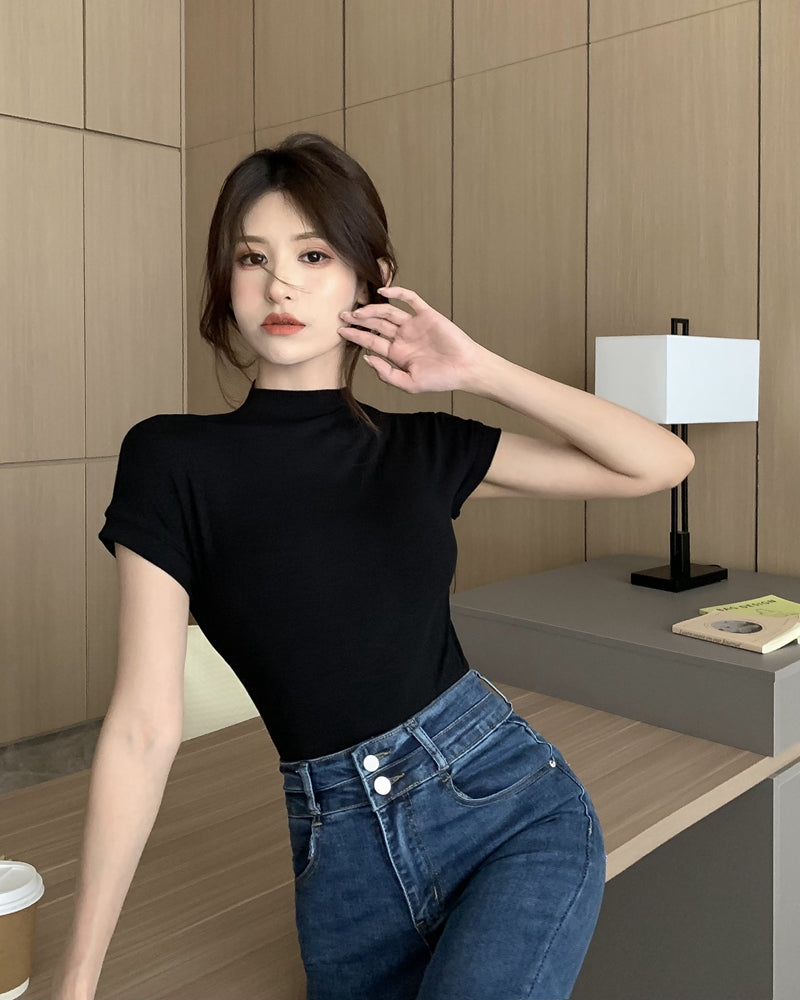 【tops】ハーフネック無地TシャツG22438