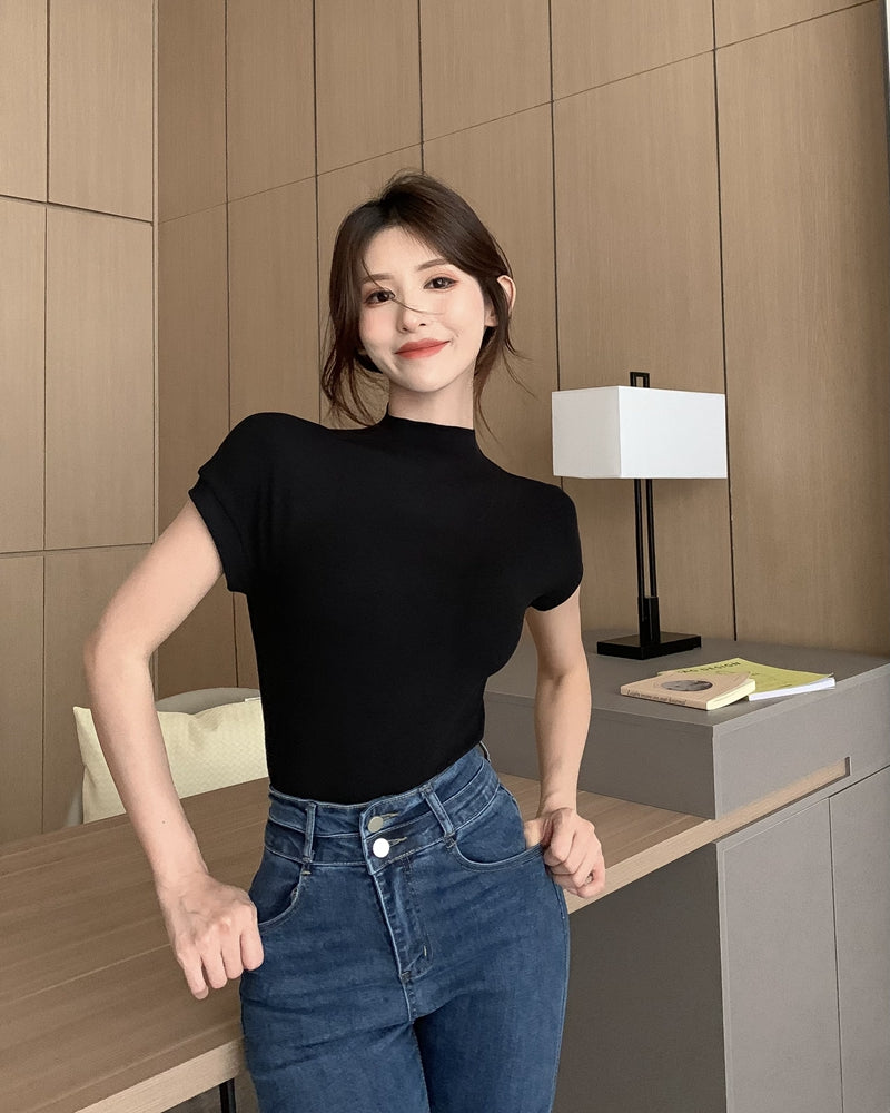 【tops】ハーフネック無地TシャツG22438