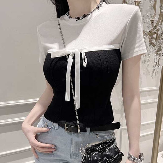 【tops】フェミニンリボンTシャツG22439