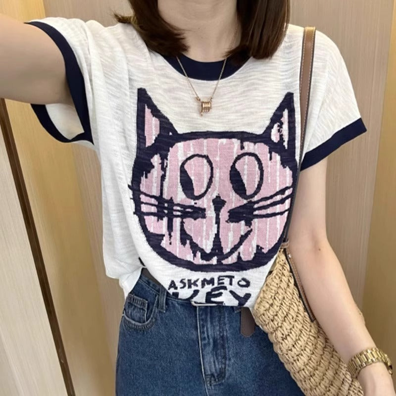 【tops】プリントニットTシャツG22446