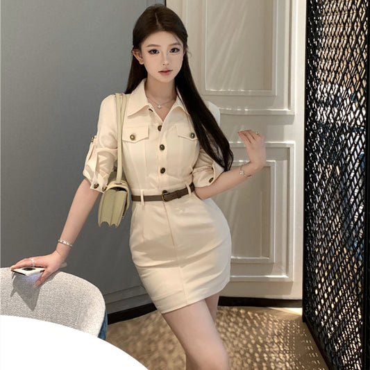 【dress】POLOネックデートシャツワンピースG22455