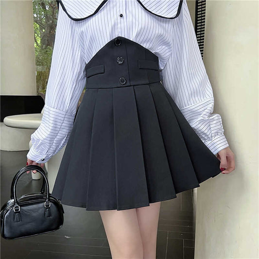 【bottoms】AラインスーツプリーツスカートG22474