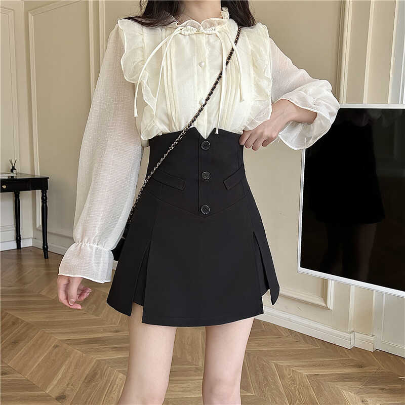 【bottoms】AラインスリットスーツスカートG22476