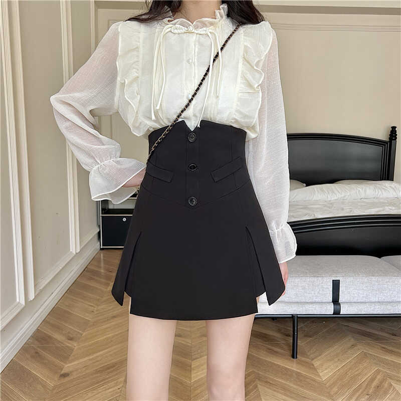 【bottoms】AラインスリットスーツスカートG22476