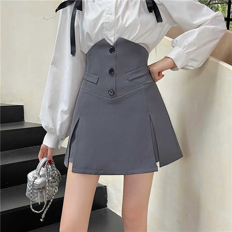 【bottoms】AラインスリットスーツスカートG22476