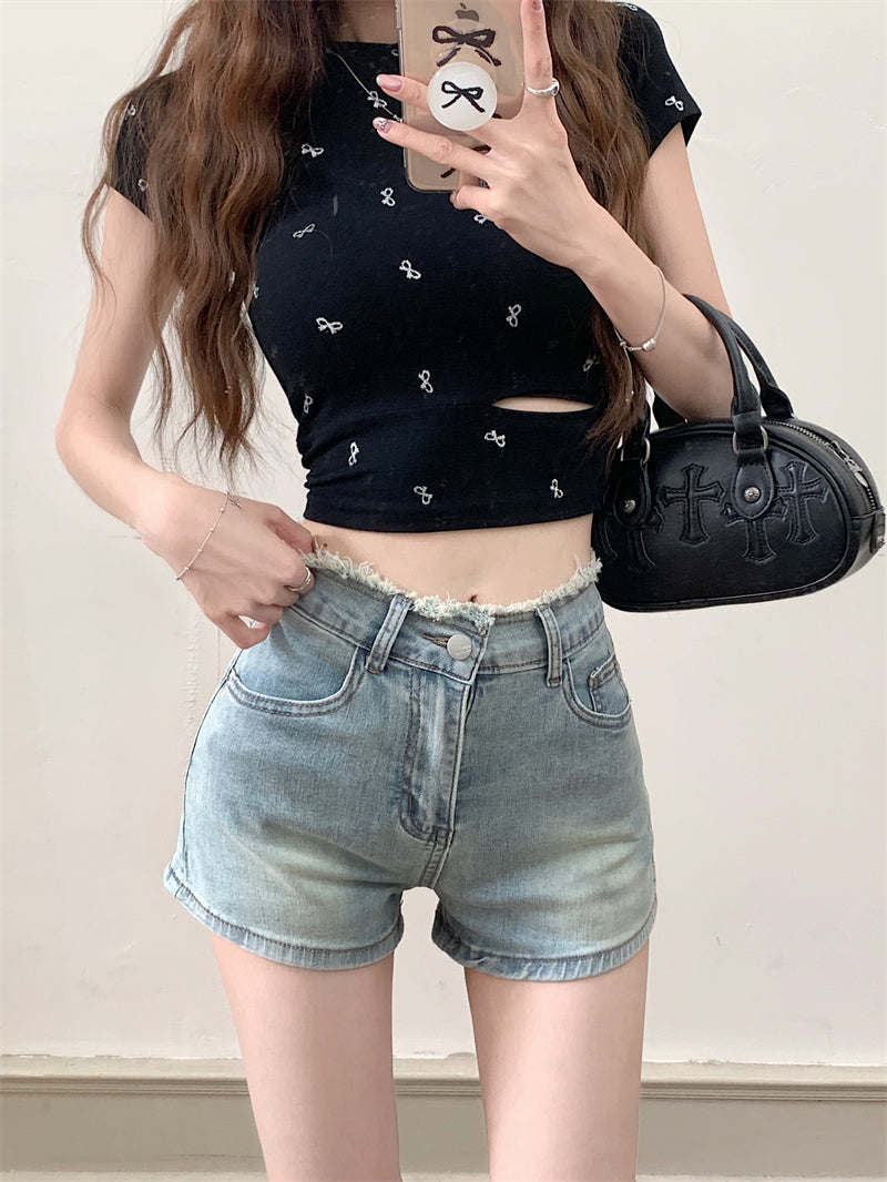 【bottoms】デニムショートパンツG22478