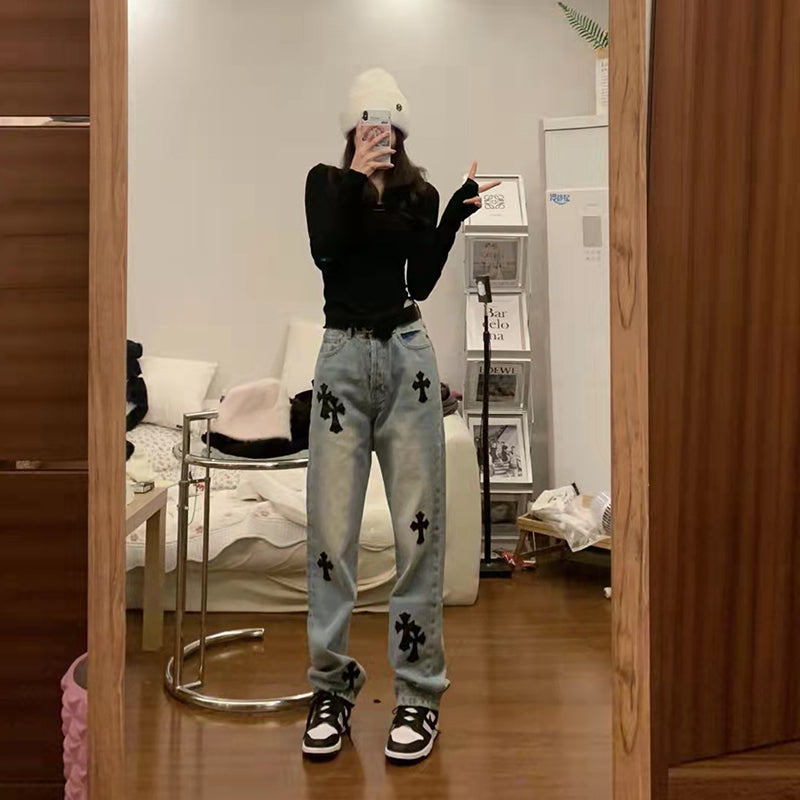 【bottoms】ハイウエストデニムパンツG22486