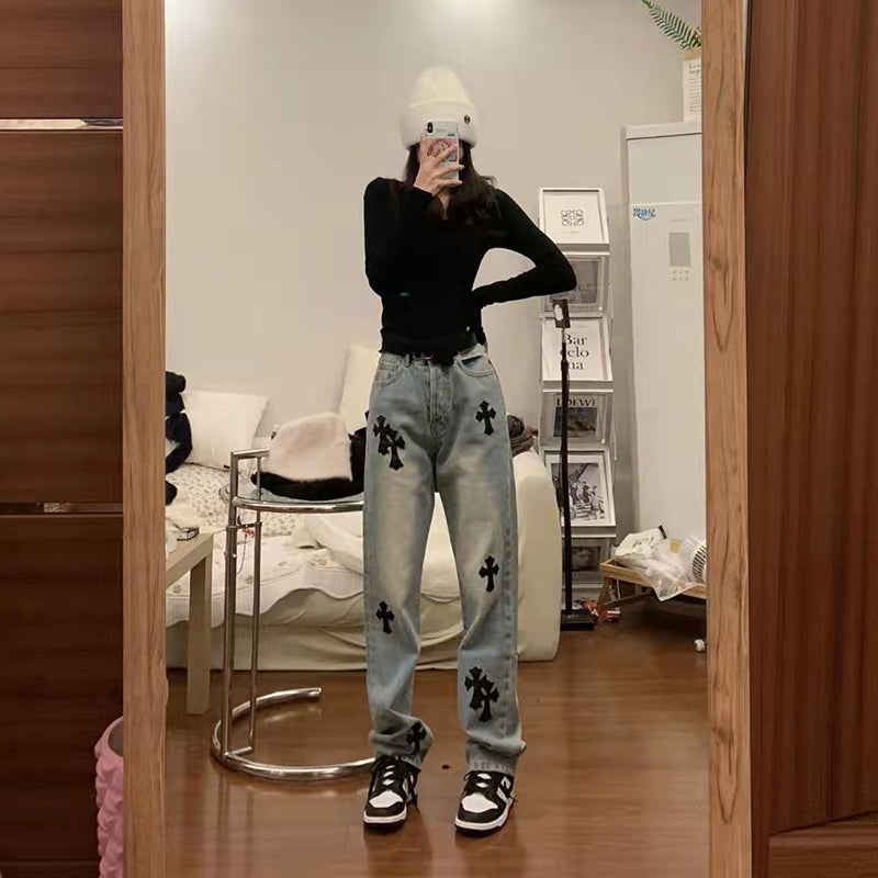 【bottoms】ハイウエストデニムパンツG22486