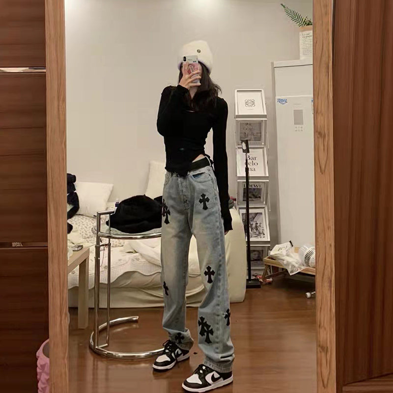 【bottoms】ハイウエストデニムパンツG22486