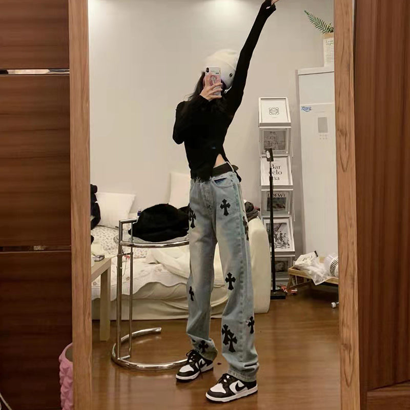 【bottoms】ハイウエストデニムパンツG22486