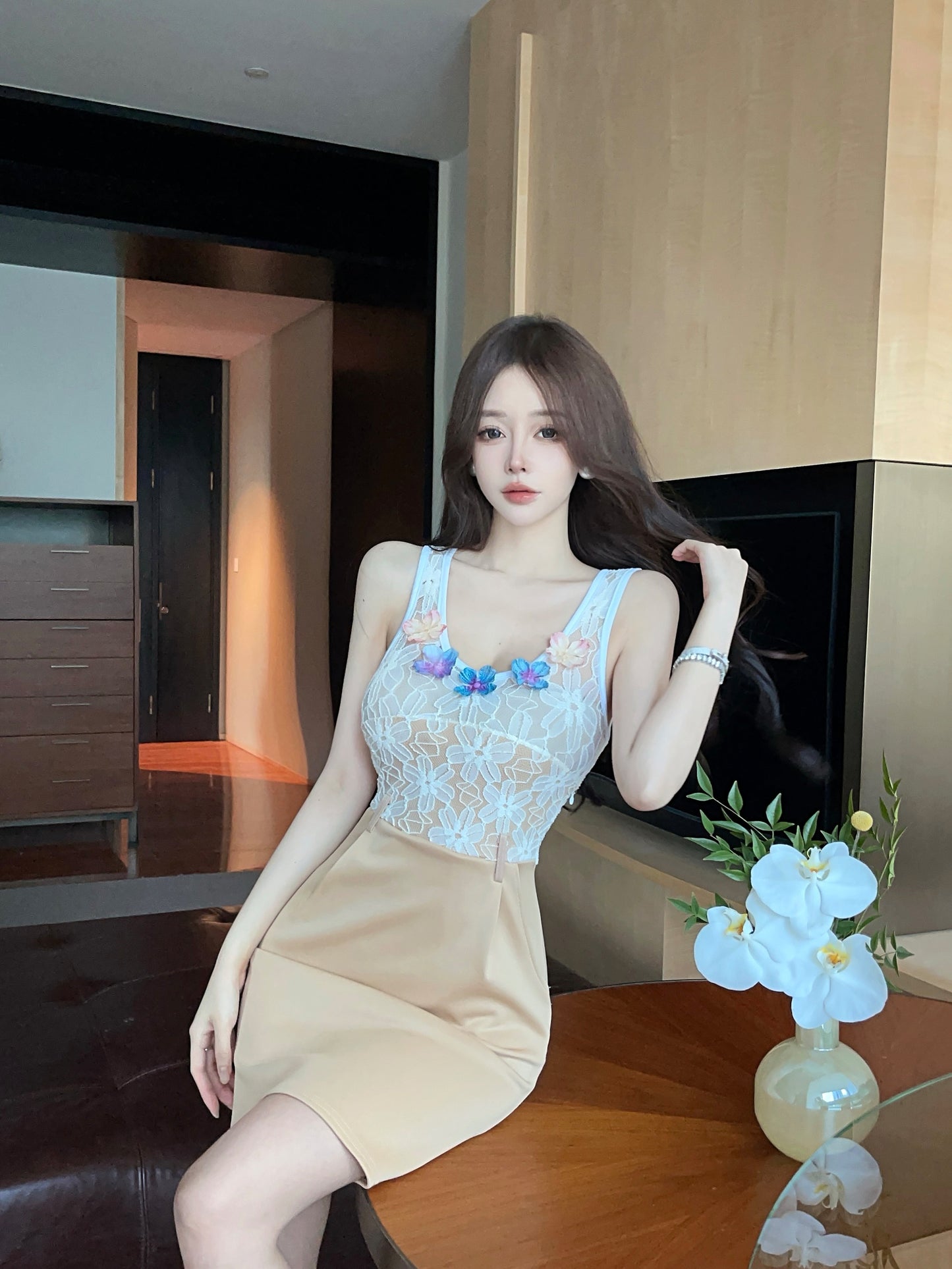 【dress】切り替えノースリーブデートワンピースG22510