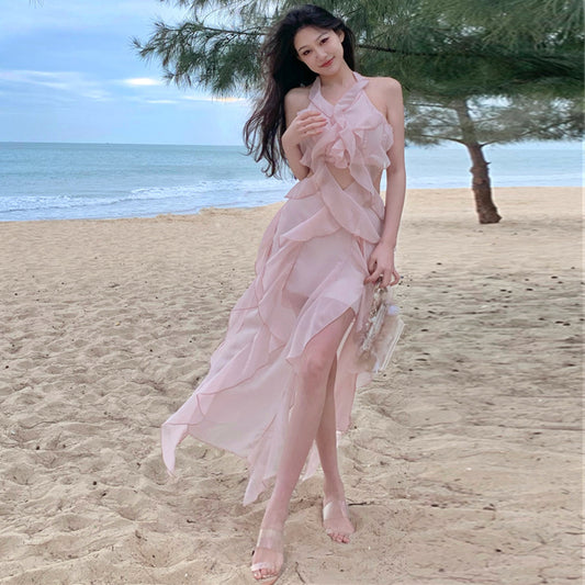 【dress】フリルウエストカットデートキャミワンピースG22526