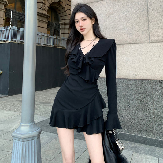 【dress】フリルフレアスリーブデートワンピースG22528