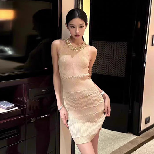 【dress】ホルターネックニットワンピースG22529