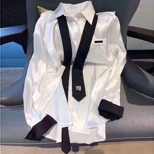 【tops】ネクタイ付き長袖ブラウスG22537