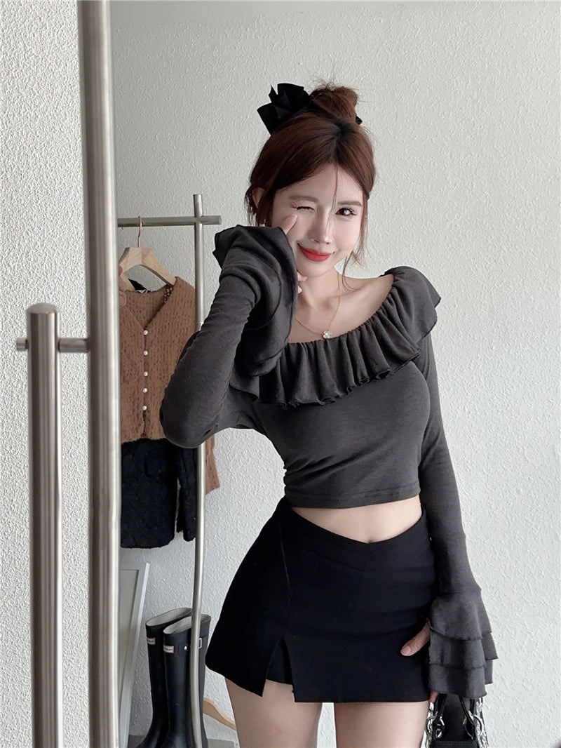 【tops】オフショルダーフレアスリーブTシャツG22554