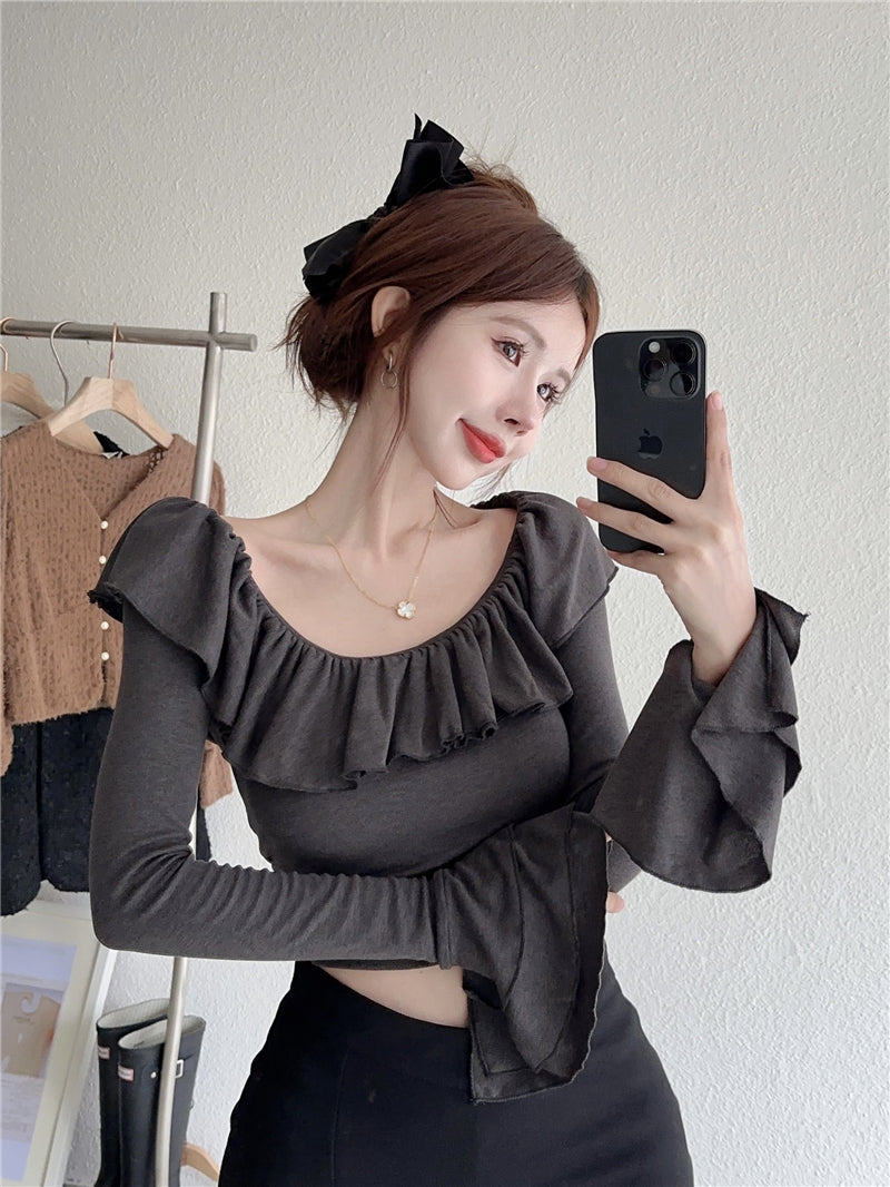 【tops】オフショルダーフレアスリーブTシャツG22554