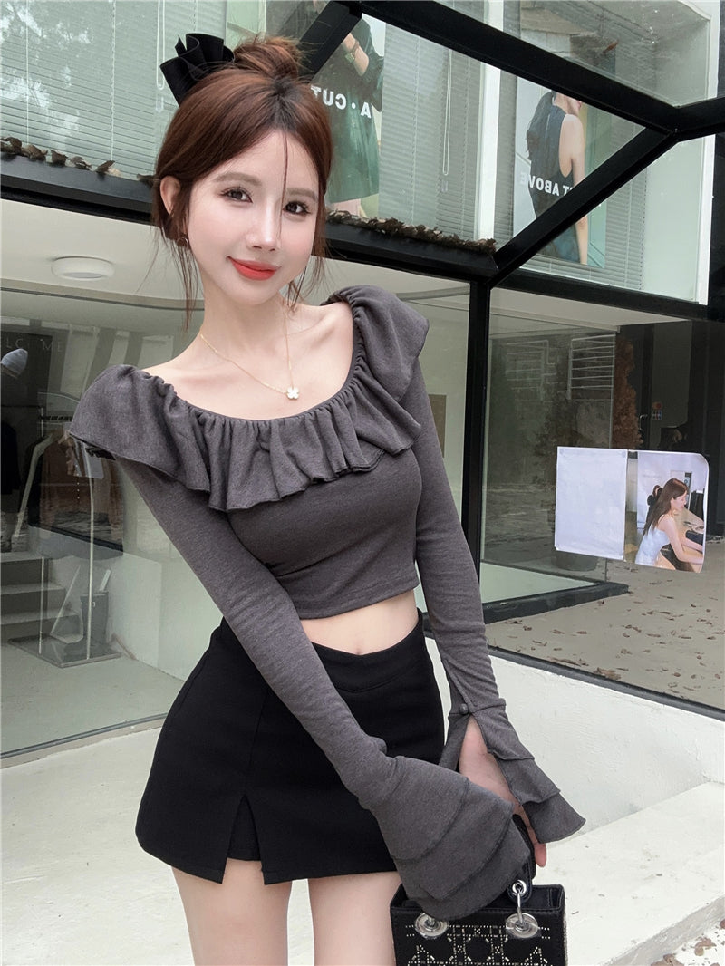 【tops】オフショルダーフレアスリーブTシャツG22554