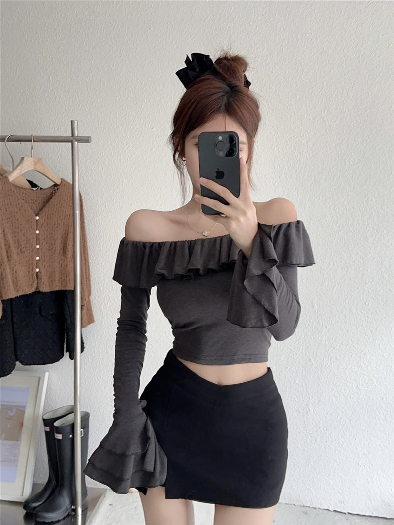 【tops】オフショルダーフレアスリーブTシャツG22554