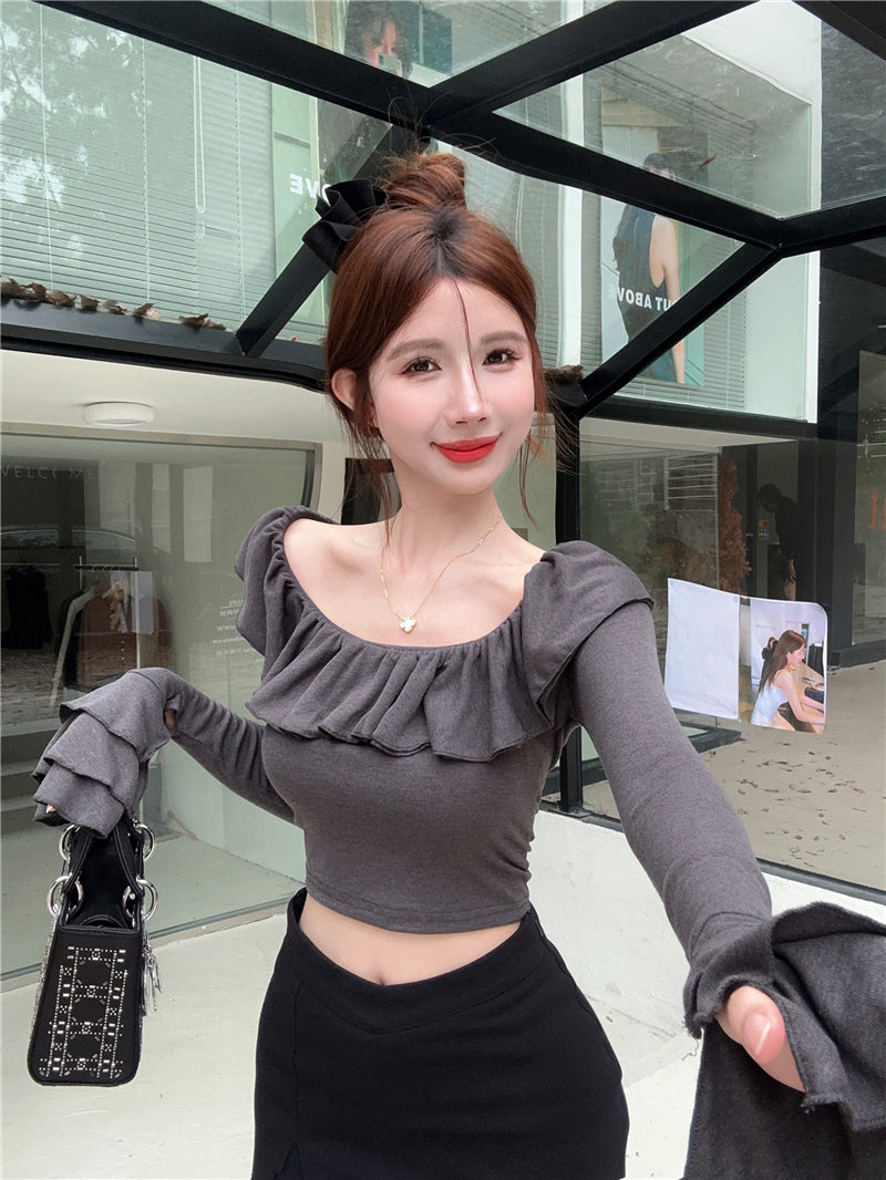 【tops】オフショルダーフレアスリーブTシャツG22554