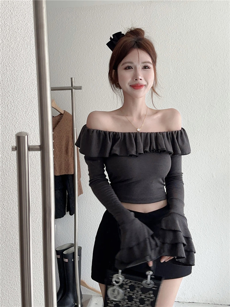 【tops】オフショルダーフレアスリーブTシャツG22554